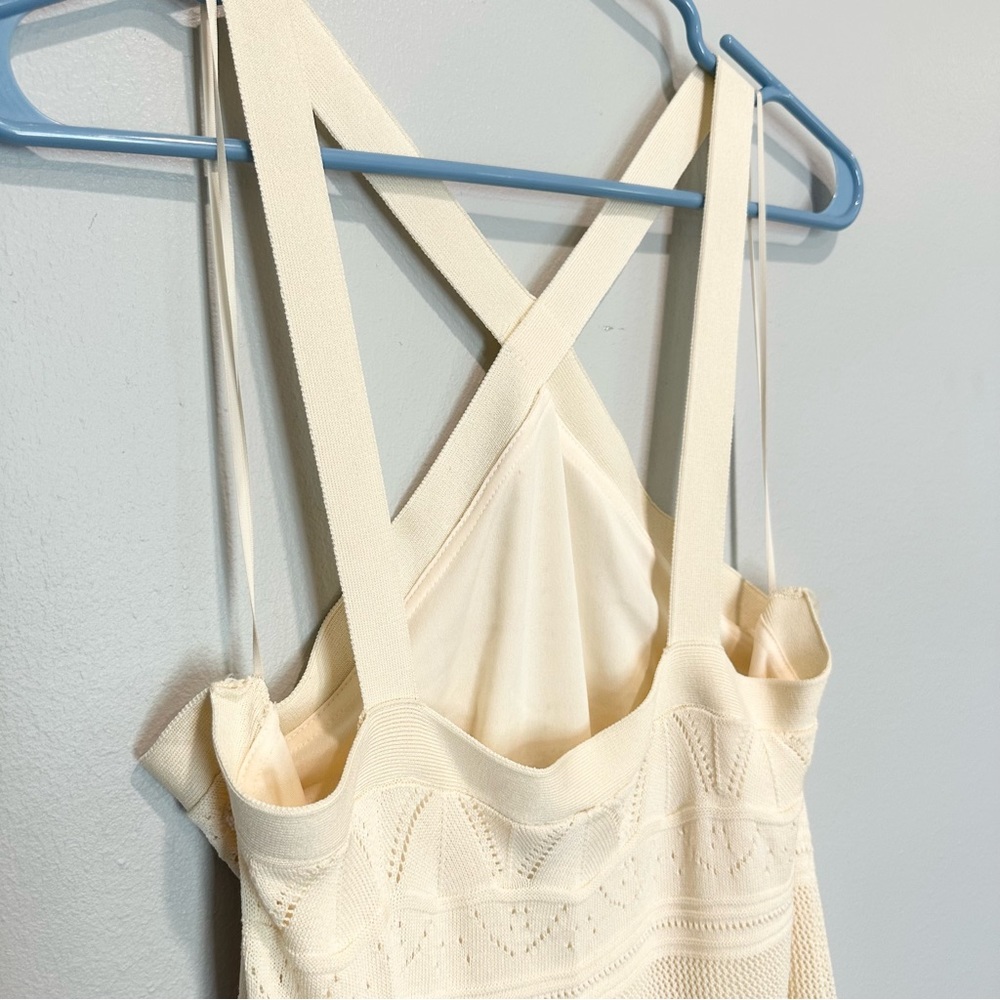 JOIE Ivory Crochet Knit Sleeveless Halter Midi Dress, NWT, Large - Picture 5 of 7